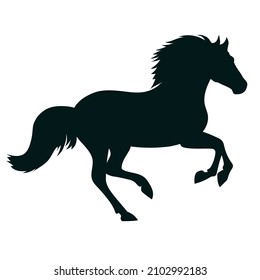 Galloping horse silhouette in black- icon