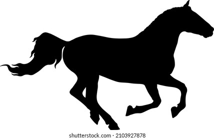 Galloping horse silhouette. Isolated on white background