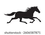 Galloping Horse Silhouette Majestic Wild Stallion Illustration