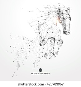 Galloping horse,lines and connected to form,vector illustration,The moral development and progress.