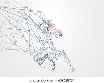 Galloping horse,Network connection turned into,vector illustration,