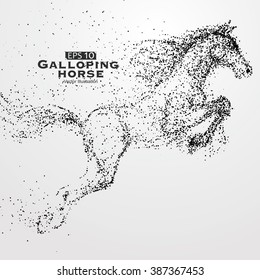 Galloping horse,particles,vector illustration.