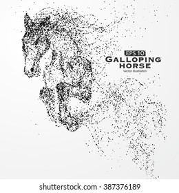 Galloping horse,particles,vector illustration.