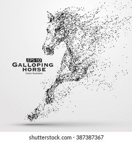 Galloping horse,particles,vector illustration.