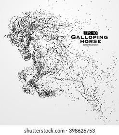 Galloping horse,particles,vector illustration.