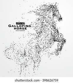 Galloping horse,particles,vector illustration.