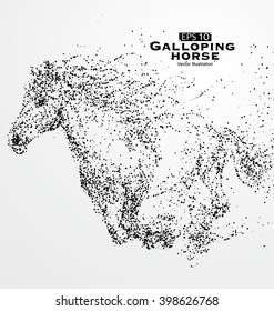 Galloping horse,particles,vector illustration.