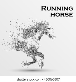 Galloping horse,particles,vector illustration.