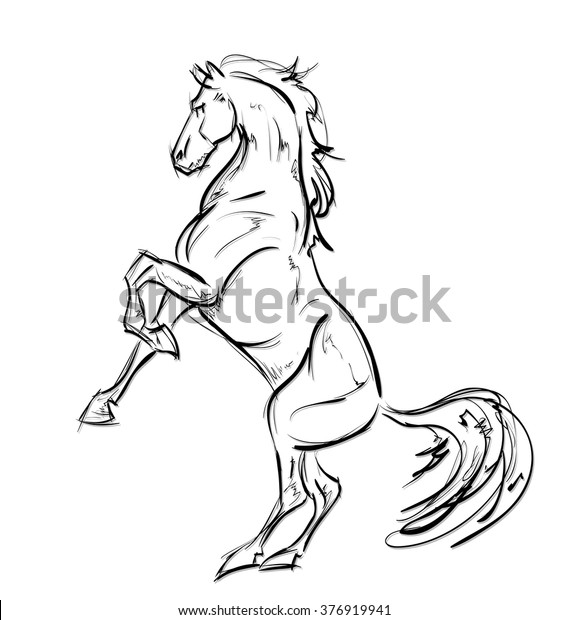 Galloping Horses Handdrawn Illustration Stock Vector (Royalty Free