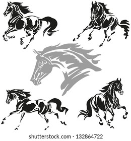 Galloping horses Images based on brush-drawn studies of galloping horses.