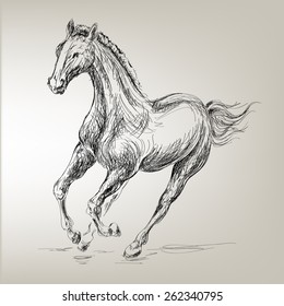 Galloping horses Images based on Hand drawn 