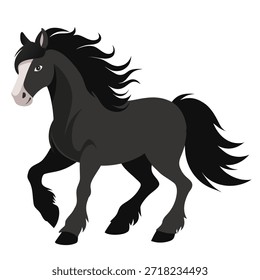Cavalo de Garanhão Galopante. Ilustração isolada de vetor no plano de fundo branco