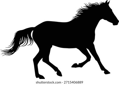 Galoppierende wilde Pferd Silhouette Vektorgrafik für Reitsport und Freiheit Natur Symbole.