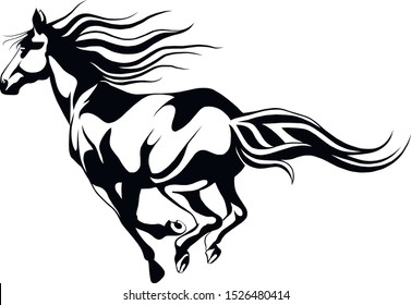 galloping wild horse, vector graphics