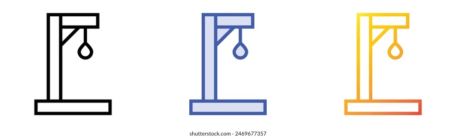 icono de horca. Diseño de estilo de relleno lineal, azul y degradado aislado sobre fondo blanco