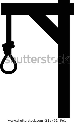 gallows glyph on white background. hang and knot sign. rope symbol. flat style.