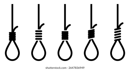 Gallows or Hanging Rope icon set on white background