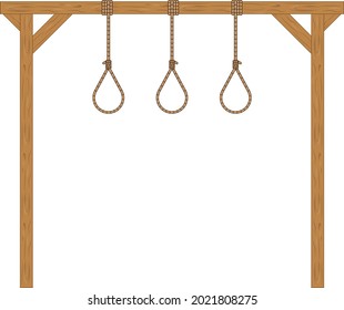 Gallows. Illustration For History Lessons. Place Of Execution In The Middle Ages. Flat Design.