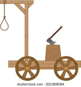 Gallows. Illustration For History Lessons. Place Of Execution In The Middle Ages. Flat Design.