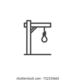 Gallows line icon, outline vector sign, linear style pictogram isolated on white. Halloween holiday Symbol, logo illustration. Editable stroke