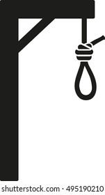 Gallows with rope, hangman's knot