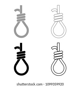 Gallows with rope noose icon set grey black color outline