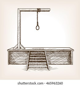 Gallows sketch style vector illustration. Old hand drawn engraving imitation.