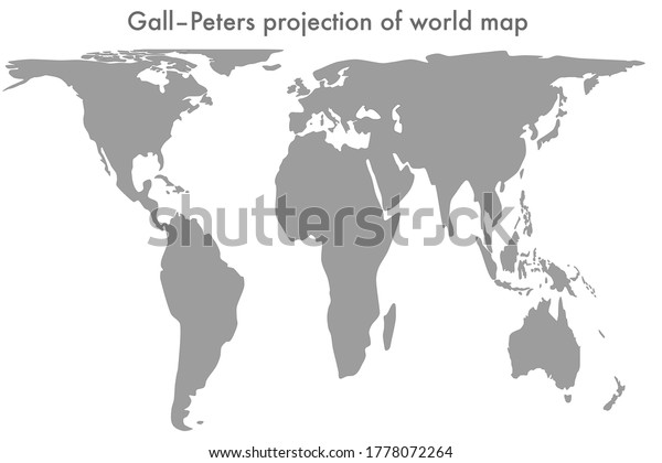 Gallpeters Projection World Map Vector Line Stock Vector Royalty Free 1778072264
