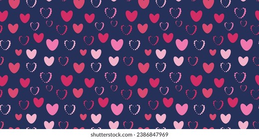 Galore hearts Seamless vector Pattern Symbolizing Enduring Love Perfect Various Heartfelt Eternal Connection Wrapping paper Textile Fabric typography 14 february Isolated blue background Baby Children