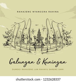 Galungan Lan Kuningan Greetings vector illustration