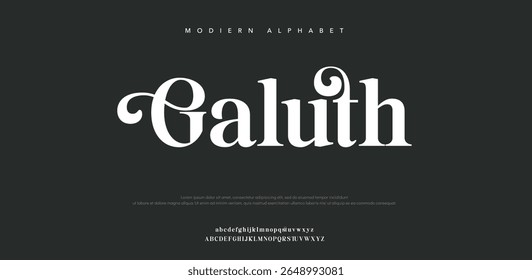 Galuth  alphabet letters font and number. Classic Lettering Minimal Fashion Designs. Typography modern serif fonts regular decorative vintage concept. vector illustration	