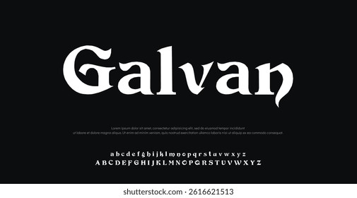 Galvan Modern abstract digital alphabet font. Minimal technology typography, Creative urban sport fashion futuristic font and with numbers. vector illustration	