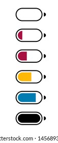 Galvanic battery charge level. Flat icons of the number of charging electronic batteries, mobile devices for applications and web sites. Vector illustration