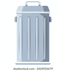 Galvanized trash can vector cartoon illustration isolated on a white background.