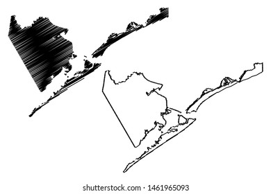 Galveston County, Texas (Counties In Texas, United States Of America,USA, U.S., US) Map Vector Illustration, Scribble Sketch Galveston Map