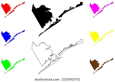 Galveston County, Texas (Counties in Texas, United States of America,USA, U.S., US) map vector illustration, scribble sketch Galveston map