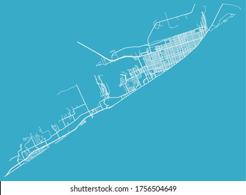 Galveston, Texas, United States urban city map, roads transport network, downtown and suburbs, town footprint, poster