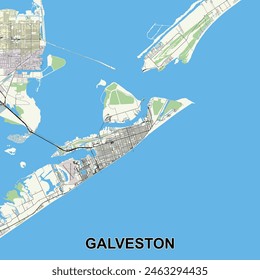 Galveston, Texas, USA map poster art