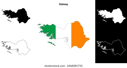 Galway county outline map set