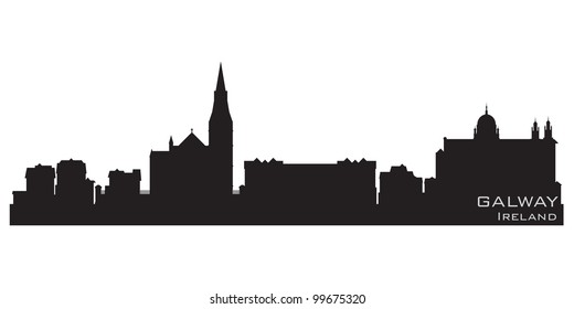 Galway, Ireland skyline. Detailed vector silhouette