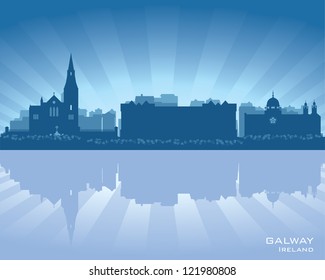 Galway, Ireland skyline with reflection in water