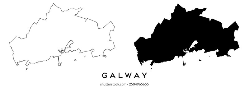 Galway map outline and black silhouette vector