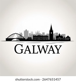 Galway Skyline Silhouette — Historic Irish Coastal City Vector Illustration
