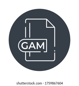 Icono de formato de archivo GAM. Icono relleno de extensión GAM.