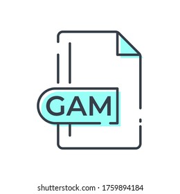 Icono de formato de archivo GAM. Icono relleno de extensión GAM.