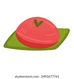 Ilustración vectorial de iconos de torta de tortuga roja, kue thok cake kartun, Imagen de arte de Clip kue kura kura. kue basah tradicional jajanan, postre de torta dulce tradicional indonesio, s local