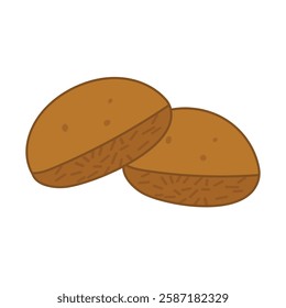 Gambar kue pukis cokelat vector illustration, kue pukis kartun, chocolate pukis cake isolated on white background, indonesian traditional snack, street food indonesia
