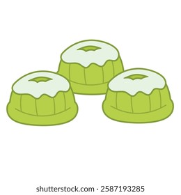 Gambar kue putu ayu vector icon illustration, putu ayu cake illustration cartoon, traditional snack from indonesia, indonesian traditional food