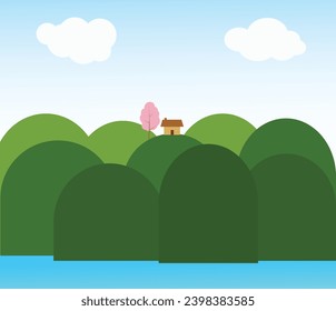 gambar seni background perbukitan hijau