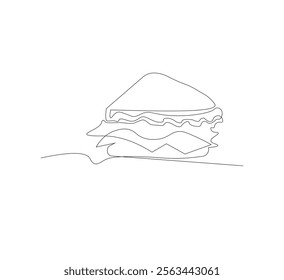 gambar sepotong sandwich vektor dalam gaya coretan. latar belakang putih.logo Ilustrasi vektor